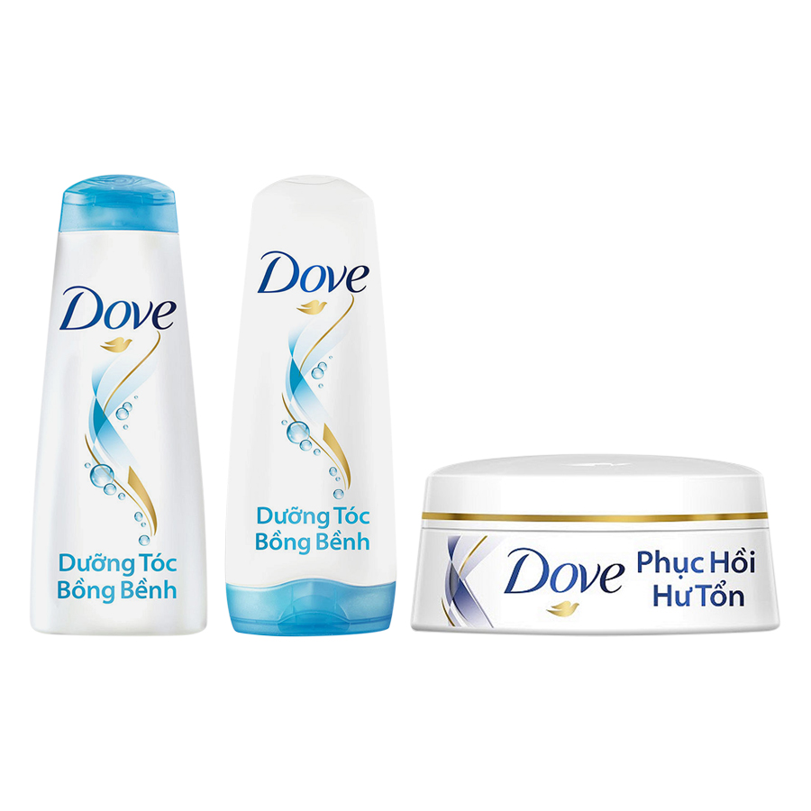 Combo Dove: Dầu Gội Dove Dưỡng Tóc Bồng Bềnh (340g) + Kem Xả Dove Dưỡng Tóc Bồng Bềnh (335g) + Kem Ủ Dove Phục Hồi Tóc Hư Tổn (200ml)