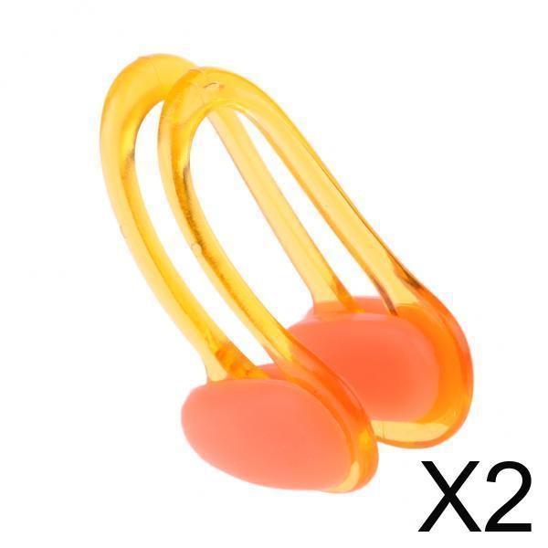 2xMen Women Soft Silicone Swim Swimming Nose Clip with Storage Case Orange