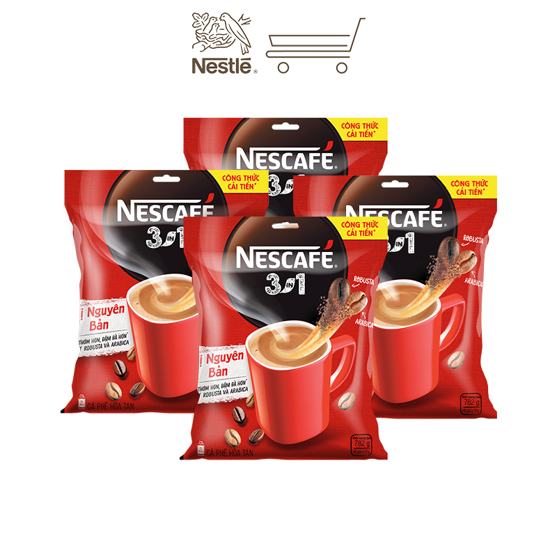 Combo 4 bịch cà phê NESCAFÉ 3IN1 VỊ NGUYÊN BẢN - công thức cải tiến (Bịch 46 gói x 16g)