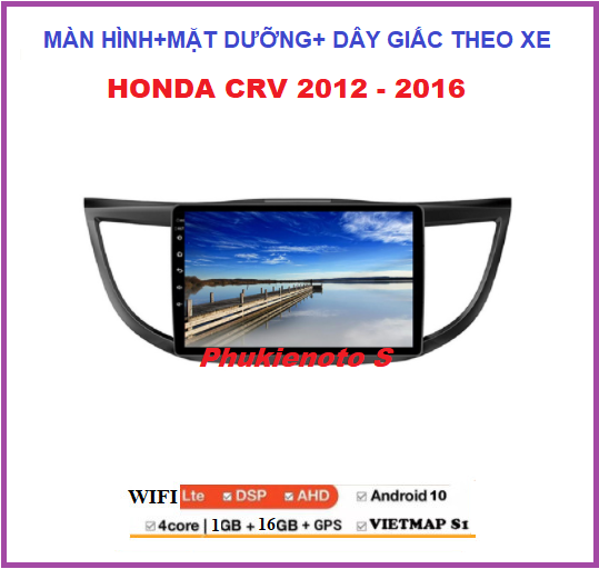 Combo Màn hình dvd ô tô +mặt dưỡng+dây giắc theo xe HONDA CRV 2012-2016.Màn android kết nối wifi ram1G-rom16G xem bản đồ Vietmap S1,có Tiếng Việt, màn hình xe hơi cảnh báo tốc độ, dau dvd xe oto.