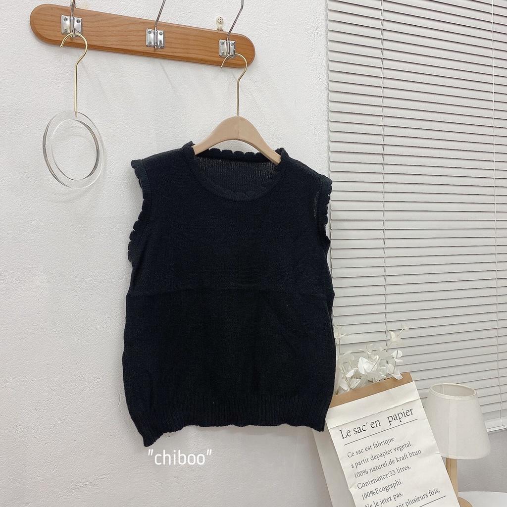 Áo len gile len viền bèo vintage