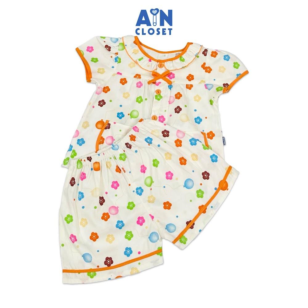Bộ quần áo Ngắn bé gái họa tiết Hoa Sao viền cam cotton - AICDBGGZUJXU - AIN Closet