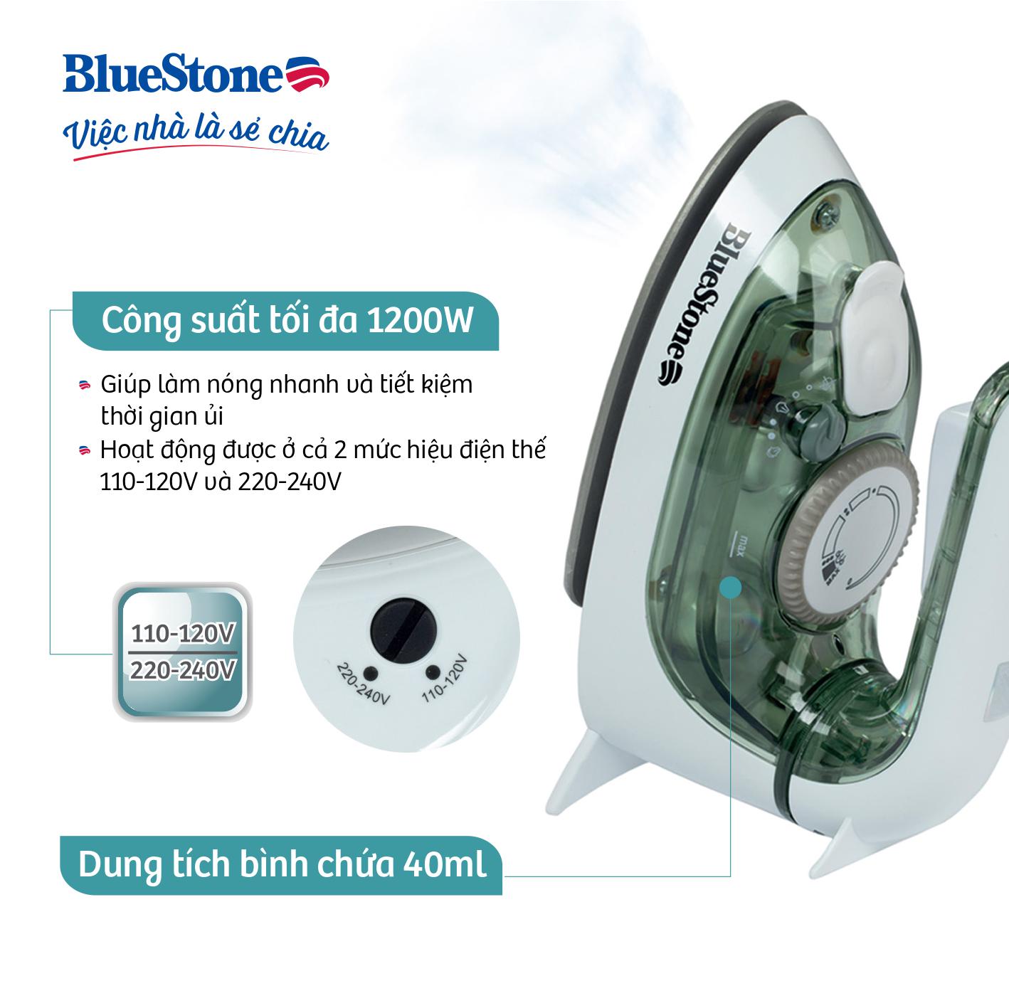 Bàn ủi hơi nước du lịch mini BlueStone SIB-3819 (1200W) - Hàng Chính Hãng