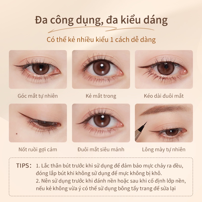 JUDYDOLL Bút kẻ mắt nước Siêu mảnh Slim liquid eyeliner Chống nước Lâu trôi Không lem Đầu 0,014mm