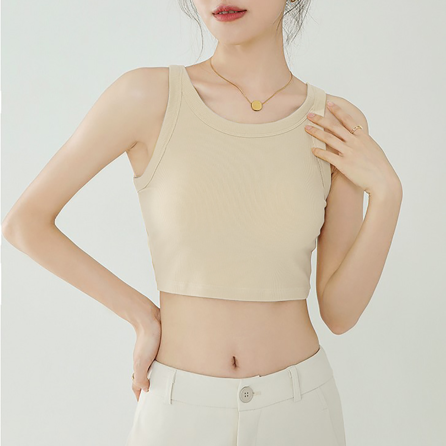 Áo ba lỗ croptop Icotton sát nách không tay ôm body vải thun gân co giãn