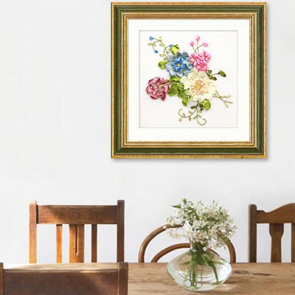 Ribbon Embroidery Kits DIY Flower Painting Kit Stamped Cross Stitch 01