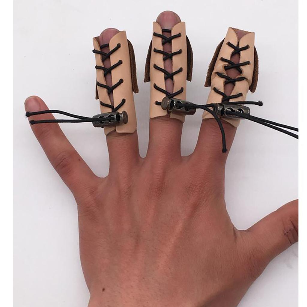 Three Finger Archery Gloves, Separate Finger Tab Guard Strap, Adjustable, for Men Women Outdoor Target Hunting Outdoor