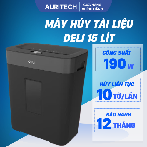 Máy Hủy Tài Liệu Deli Cao Cấp 15 Lít ET024, Máy Băm Giấy Card CD Bảo Mật Thông Tin Tài Liệu Giấy Tờ