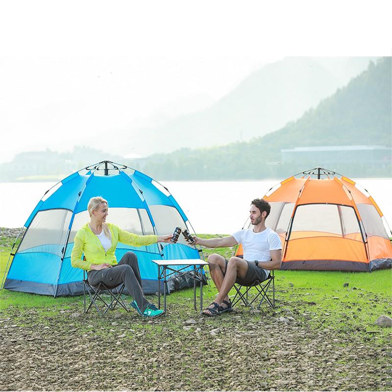 Lều cắm trại tự bung 4-6 người lục giác 2 lớp chống mưa nắng, chống muỗi và tia cực tím an toàn cho cả gia đình bạn