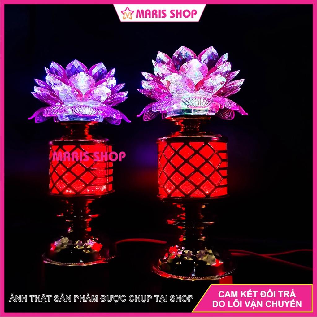 Đèn thờ hoa sen kích thước lớn cao 26cm sử dụng mạch LED cao cấp, đèn bàn thờ Phật [MR-HTSE7