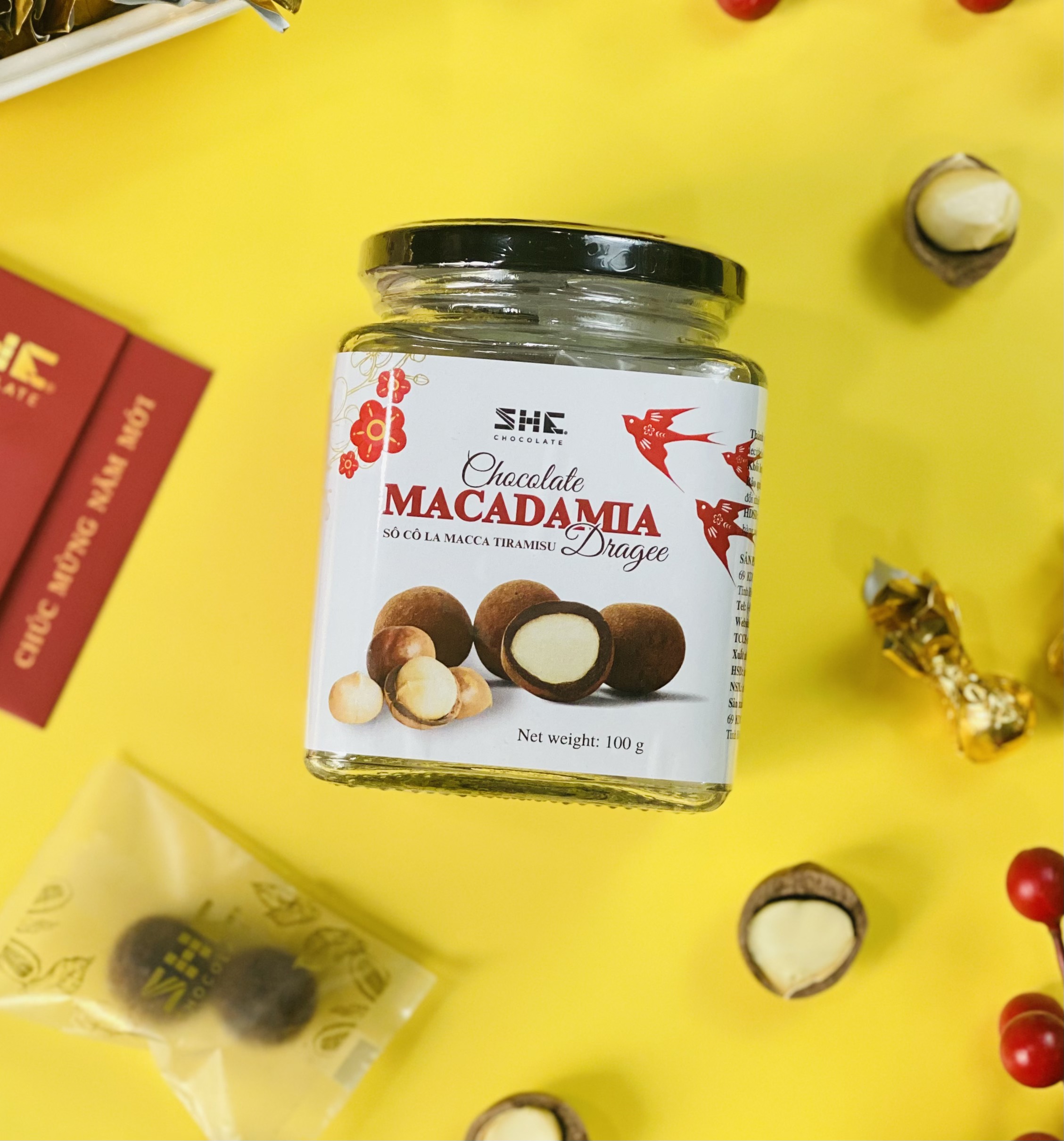 Socola Macca Tiramisu - Hũ 100g - SHE Chocolate - Tốt cho sức khỏe - Quà tặng người thân, dịp lễ, thích hợp ăn vặt