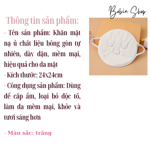 Khăn mặt nạ đắp mặt cao cấp dùng để chườm nóng, giúp căng và mướt da dày dặn, bông xốp 25x25cm