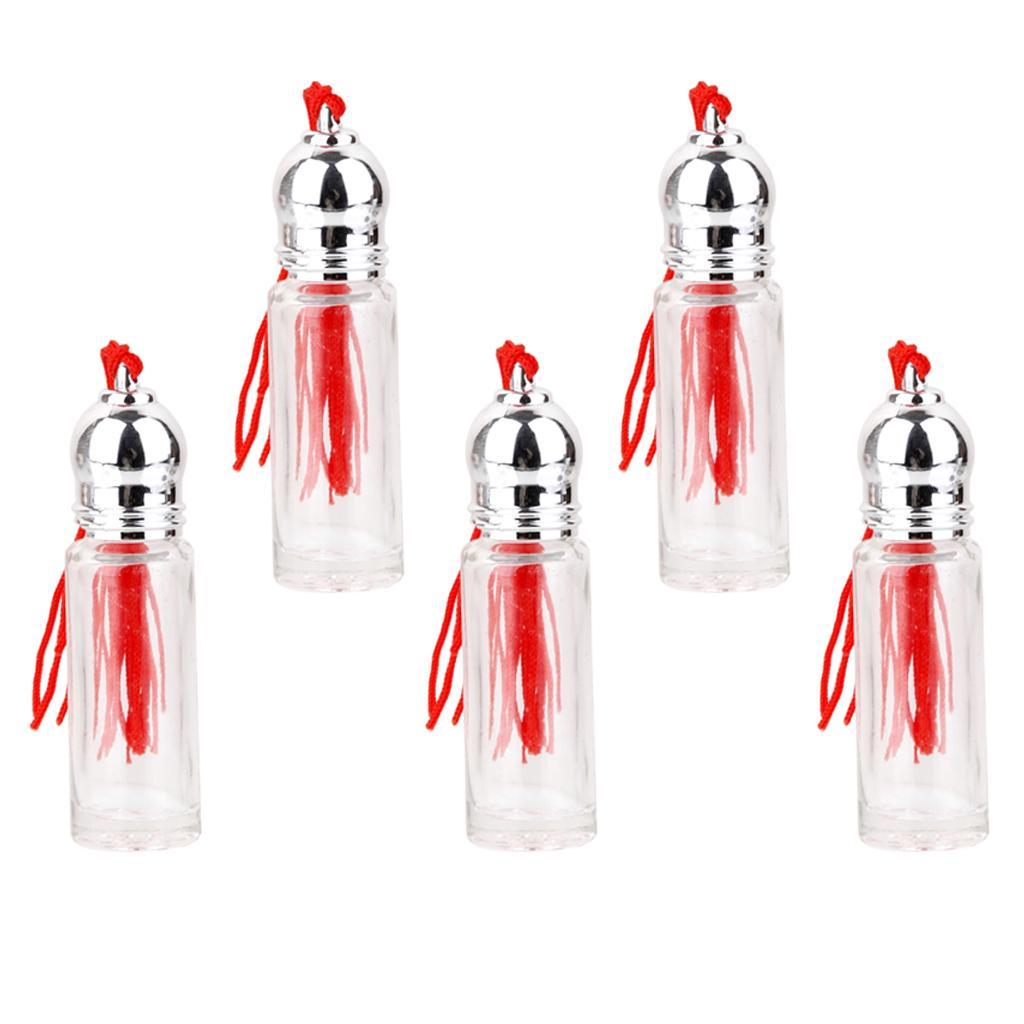 5pcs 5ml Tassel Glass Empty Bottles Essential Oil Perfume Vials