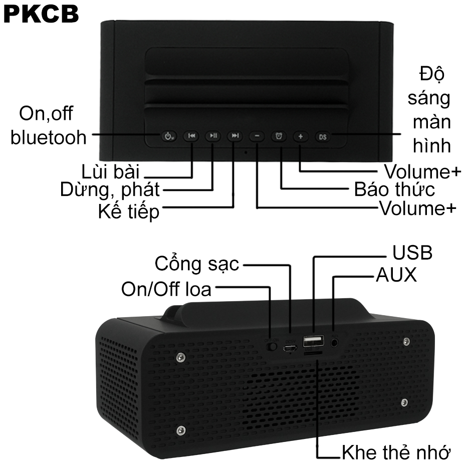 Loa Bluetooth Cực Hay Màn Hình Đồng Hồ LED PKCB148 V06 - Hàng Chính Hãng