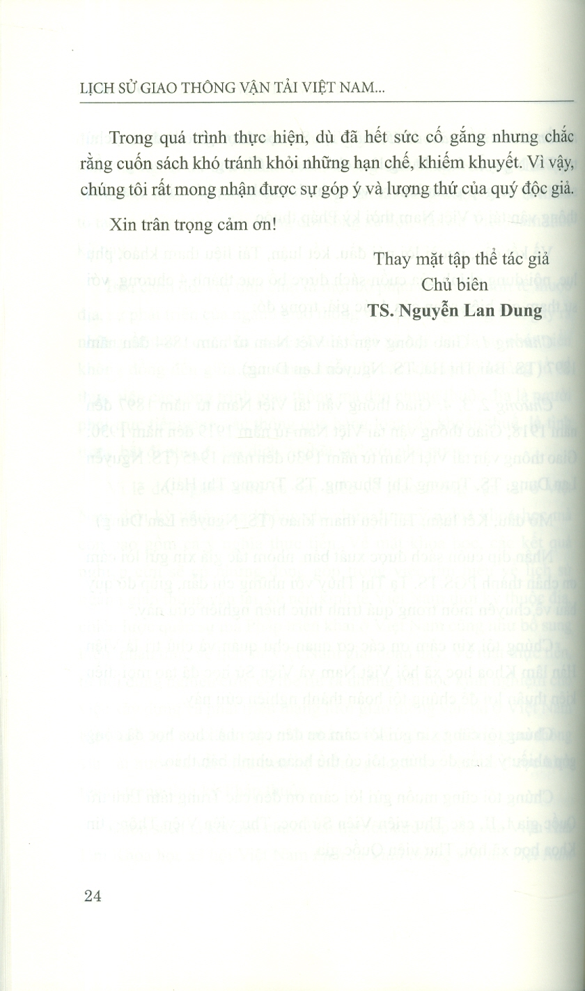 Lịch Sử Giao Thông Vận Tải Việt Nam Từ Năm 1884 Đến Năm 1945 (Sách Chuyên Khảo)