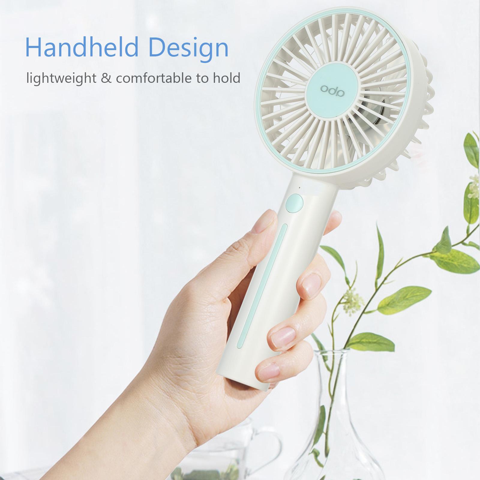 Quạt cầm tay mini 3 chế độ gió, sạc USB, có giá đỡ gương, bút để trên bàn
