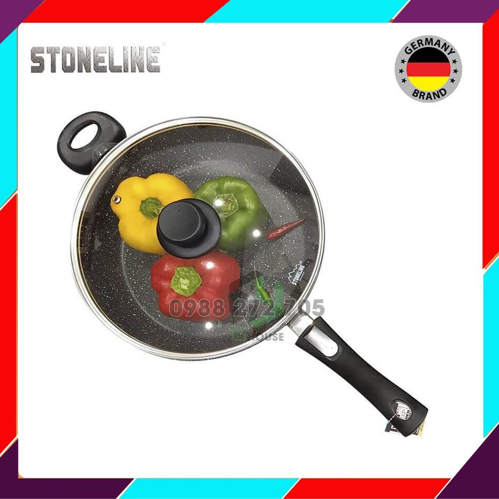 Chảo chống dính dùng bếp từ phủ đá thiên nhiên - STONELINE @17424 - 28cm sâu có nắp - Hàng Chính Hãng