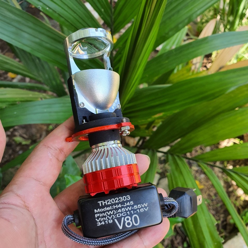 100W Cắt sáng chống chói - Đèn pha led ô tô xe máy V80 H4-J45 cao câp siêu sáng