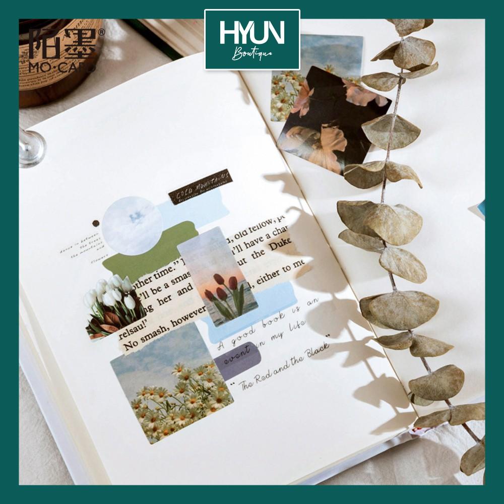 Hộp 46 Sticker dán họa tiết Hoa lá Vintage trang trí Sổ tay Bullet Journal DIY