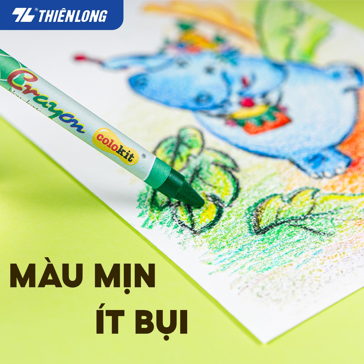 Bút sáp màu Thiên Long Colokit 16 màu mịn, ít bụi, đều màu tiêu chuẩn Châu Âu an toàn cho trẻ em tô màu, vẽ tranh CR-C08