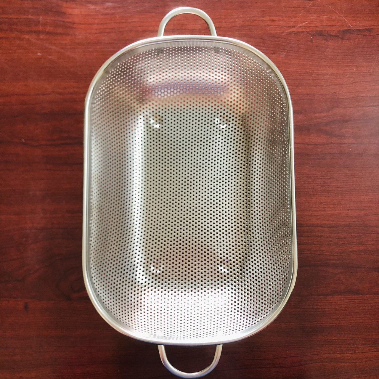 Rổ nhà bếp Inox 304 STAAMI Hàn Quốc oval chữ nhật 2 tay quai có đai cỡ lớn 33,5x23x8cm không hoen gỉ