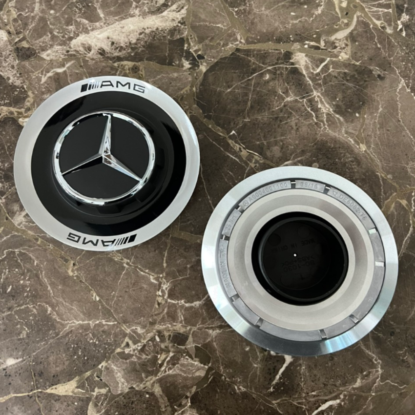 Logo chụp mâm, ốp lazang bánh xe ô tô Maybach AMG DE6082-T6 - Chất liệu hợp kim nhôm và nhựa ABS cao cấp