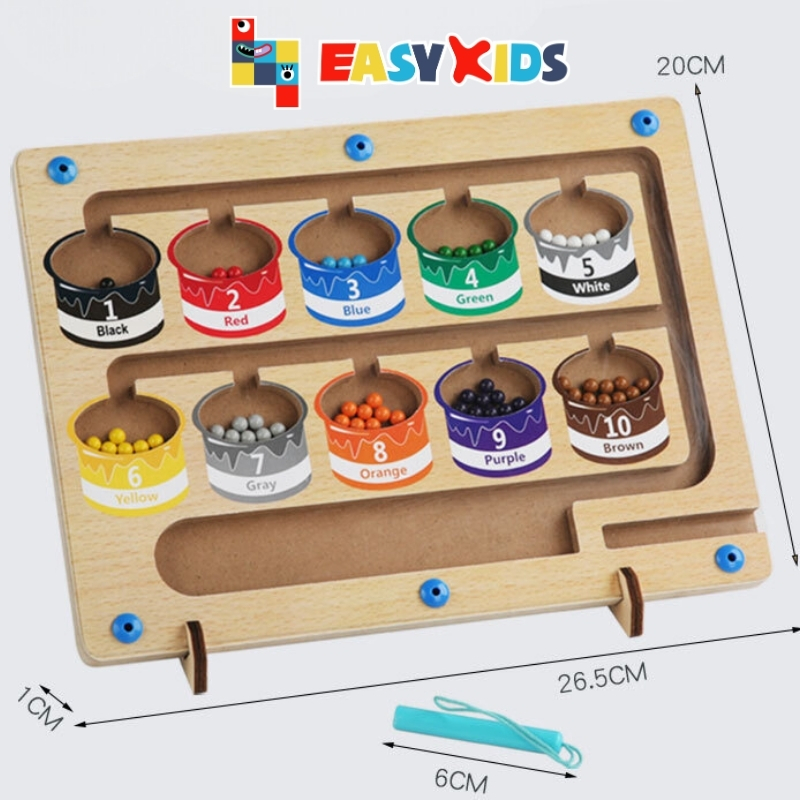 Đồ Chơi Montessori Cho Bé Bảng Hút Nam Châm Phân Biệt Màu Sắc Số Đếm