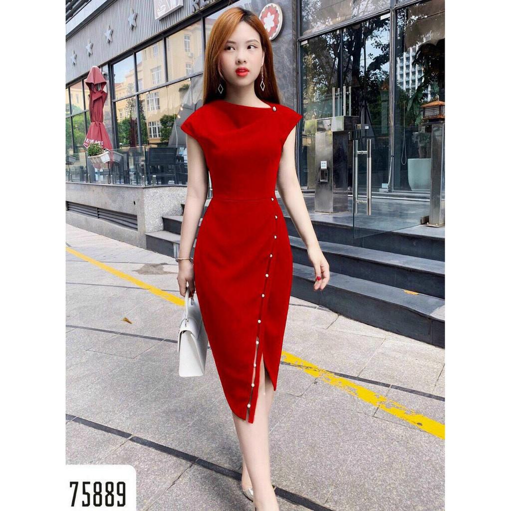 Đầm ôm đính cườm xẻ tà siêu quyến rũ cho quý cô