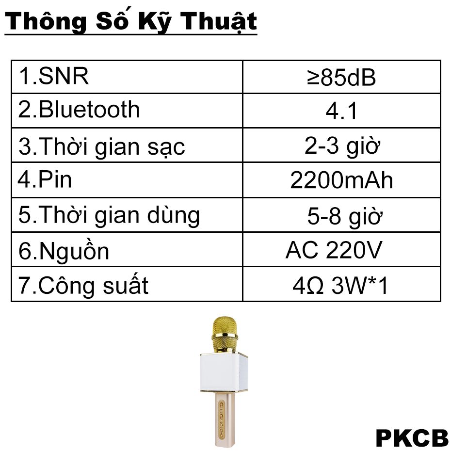 Micro Karaoke Bluetooth Chuyên Nghiệp Cho Giọng Hát Chất Lượng PKCB64 GOLD - Hàng Chính Hãng