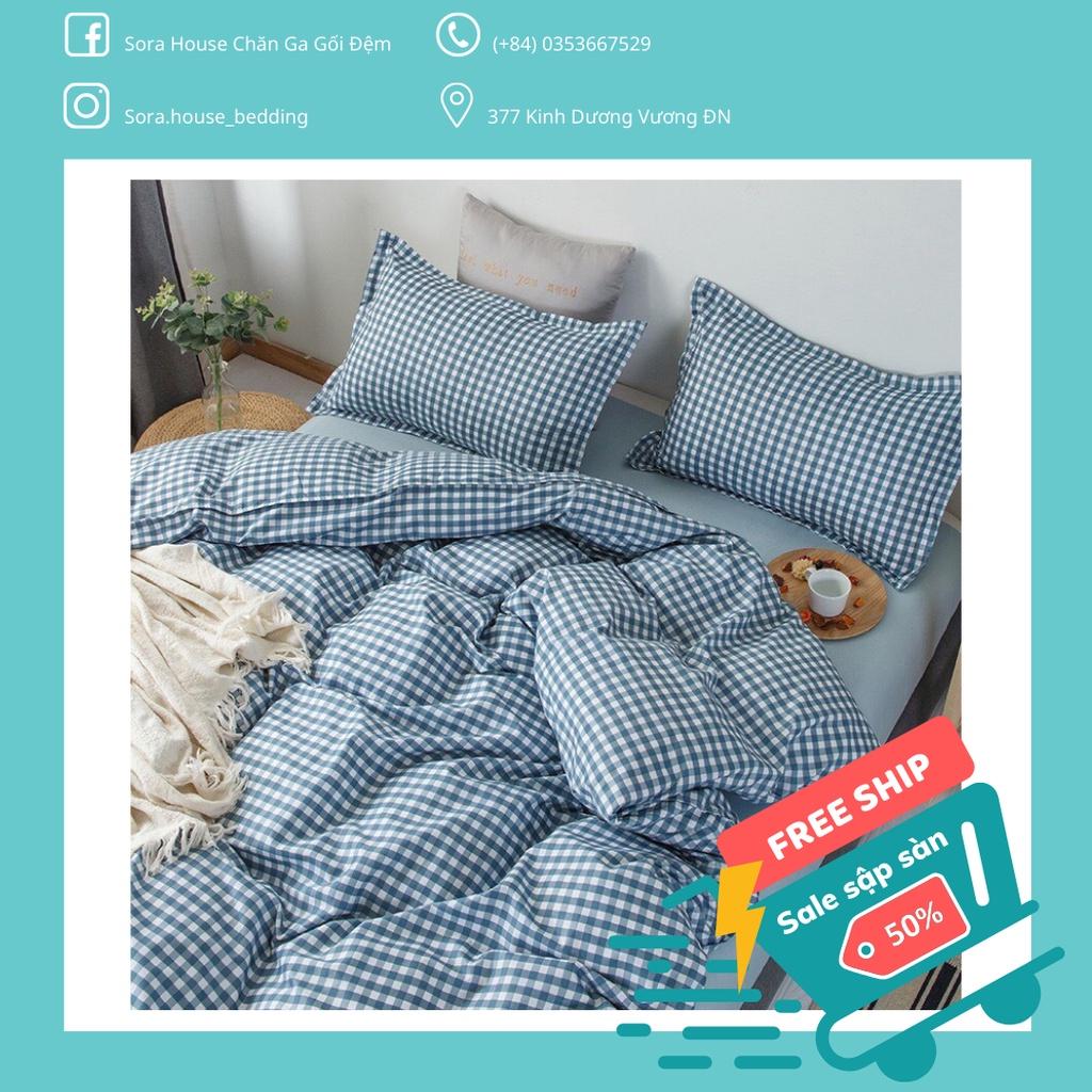 Bộ Chăn Ga Gối Cotton Poly Caro Đủ 4 Màu