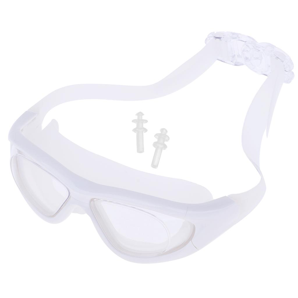 Adult UV Protection Silicone Swimming Goggles Anti-fog Swim Glasses White