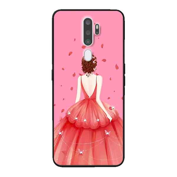 Ốp Lưng in cho Oppo A9 2020 Mẫu Cô Gái Váy Hồng Nền Hồng - Hàng Chính Hãng