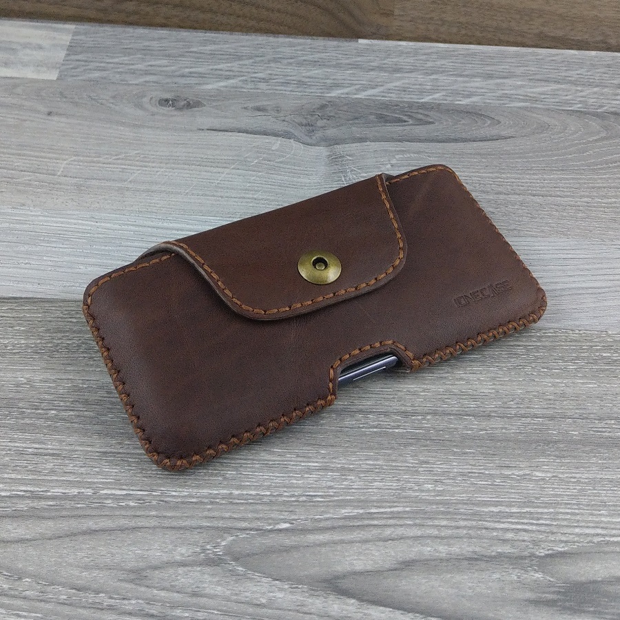 Bao Da Đeo Lưng dành cho Iphone XS Max Da Sáp Nâu Cafe
