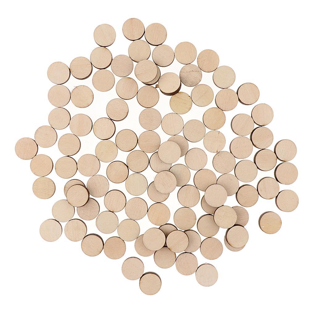 100 Pieces Mini Round Unfinished Wood Embellishments For Art DIY Crafts 16mm
