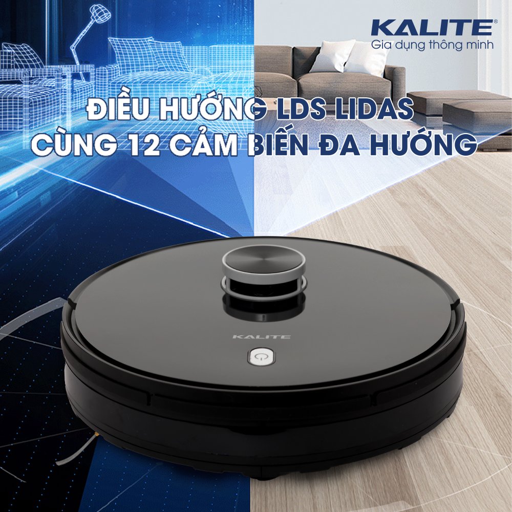 Robot Hút Bụi Kiêm Lau Nhà Thông Minh Điều Khiển Giọng Nói, App và Sạc Tự Động KALITE KVC-2171 - Hàng Chính Hãng