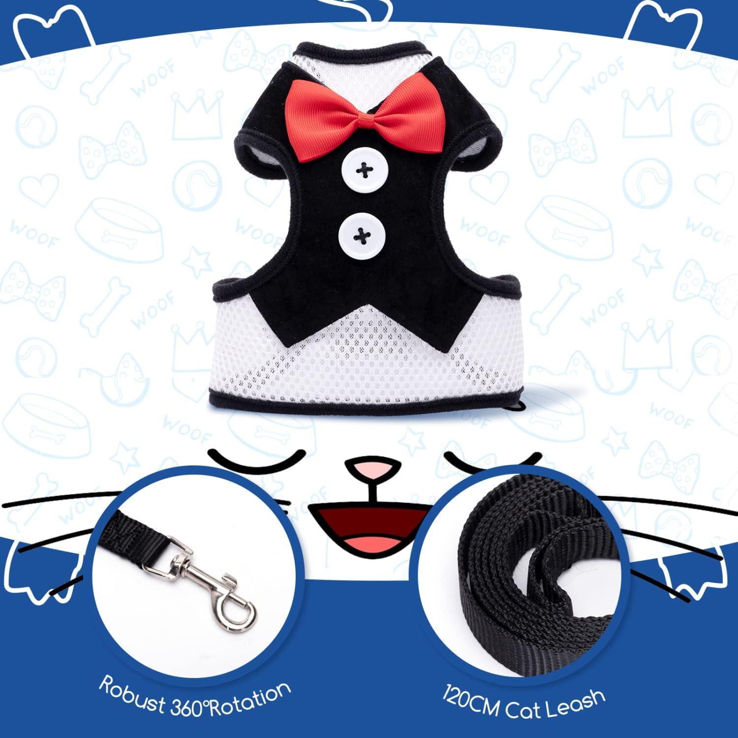 Dây dắt và dây xích cho mèo, Chống thoát hiểm cho mèo có thể điều chỉnh, Váy dự tiệc cho thú cưng nhỏ Puppy Kitten