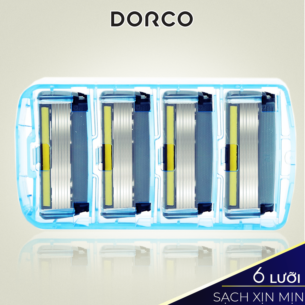 Vỉ 04 Đầu Cạo Râu 6 Lưỡi Dorco Pace 6 Plus SXA 5040-B Tặng Dao Cạo Râu Dorco Pace 6