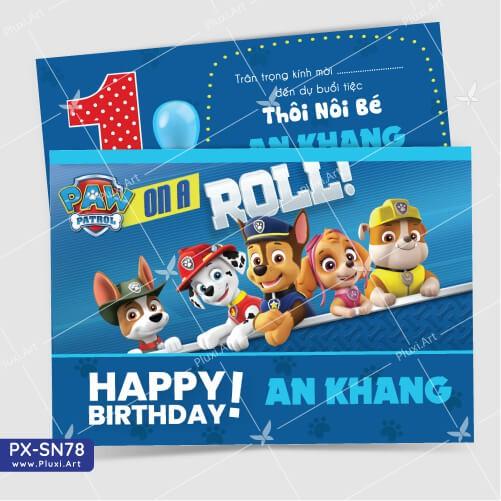 Thiệp thôi nôi – sinh nhật theo yêu cầu Pluxi
