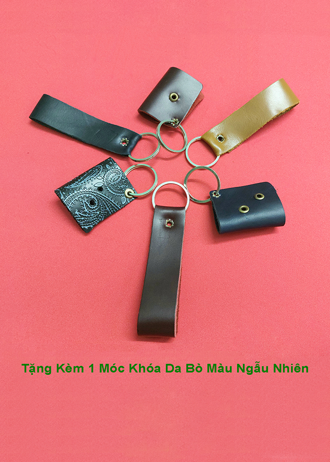 Ví nam da bò sáp name card cao cấp kiểu ví đứng nhỏ gọn DB1-VI0TCK4 + Tặng kèm móc khóa da bò, hộp và túi giấy đựng quà sang trọng