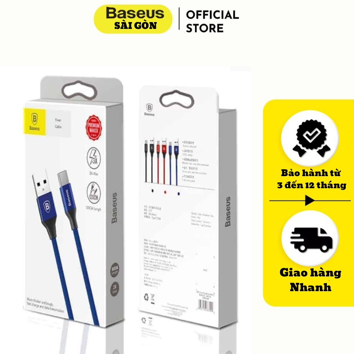 Cáp sạc nhanh Baseus Yiven Series USB-Type C (3A, Quick charge)- Hàng chính hãng