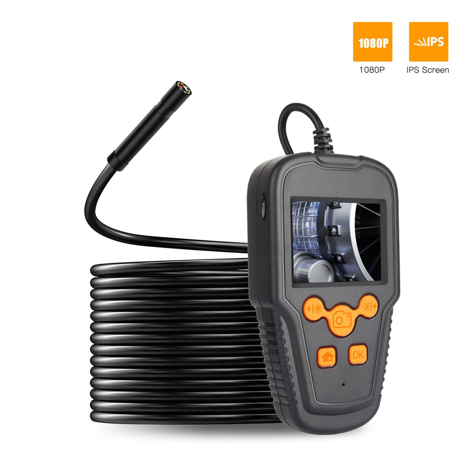 Endoscope Camera 2.4 Inches LCD Screen 1080P High Definition 8mm Lens IP68 Handheld Endoscope Industrial Home Digital
