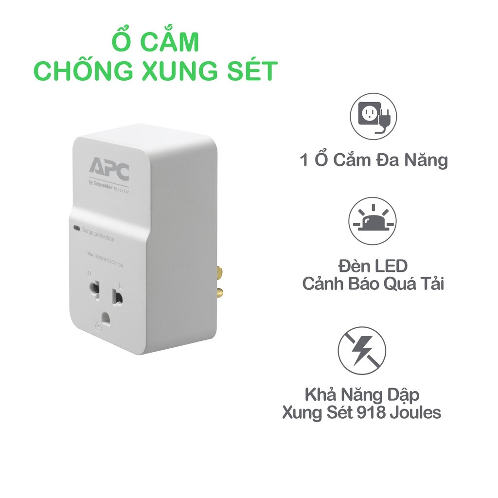 Ổ cắm chống sét 1 ổ cắm PM1W-VN - GiaPhucStore | Hàng chính hãng