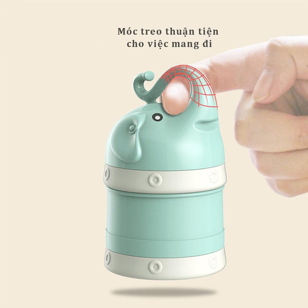 Bình chia sữa 3 ngăn hình con voi cho bé, hộp chia sữa- thức ăn cao cấp tiện dụng