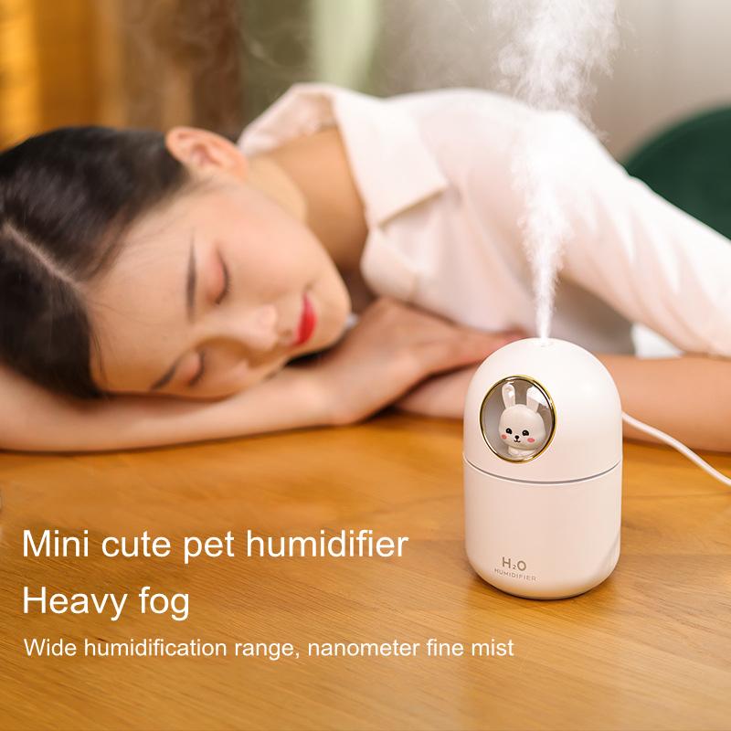 Thú Dễ Thương Máy Phun Sương Tạo Độ Ẩm 300Ml USB Di Động Phun Sương Tạo Atomizer Máy Lọc Không Khí Có Đèn LED Siêu Âm Hương Thơm Nước Khuếch Tán