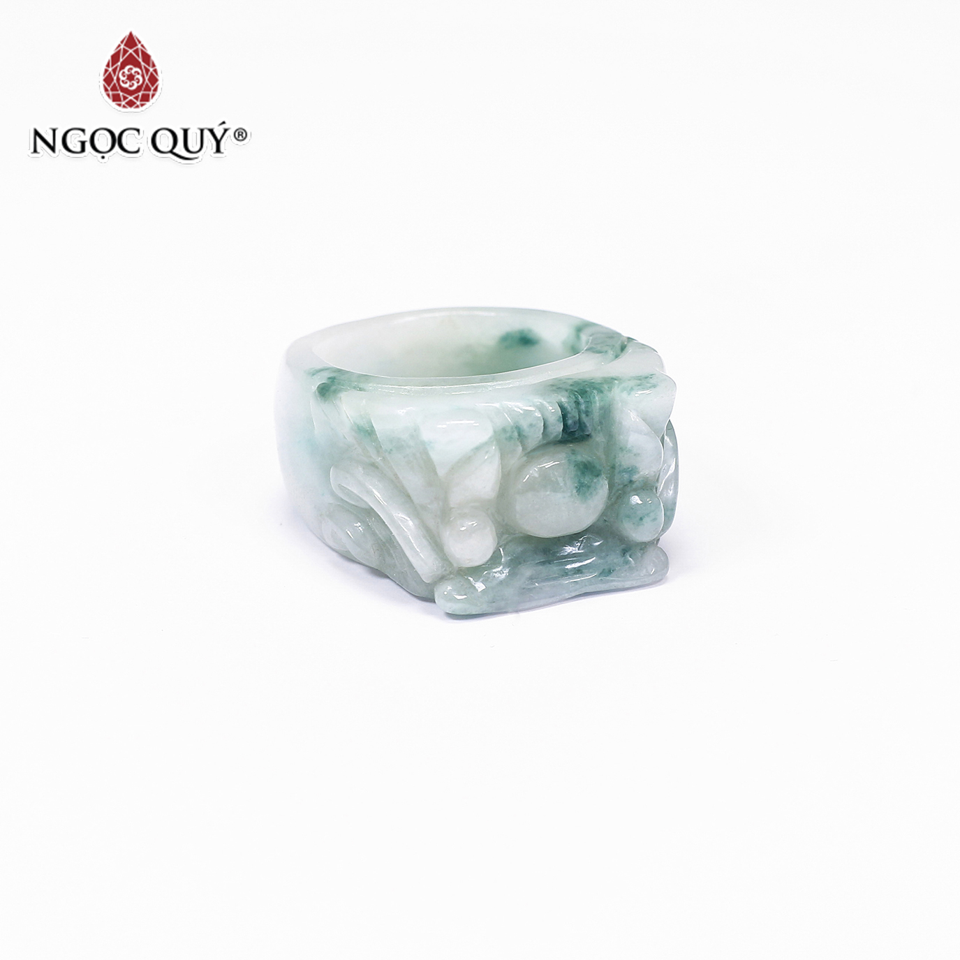 Nhẫn nam đá cẩm thạch phỉ thúy ni 20 mệnh hỏa, mộc - Ngọc Quý Gemstones