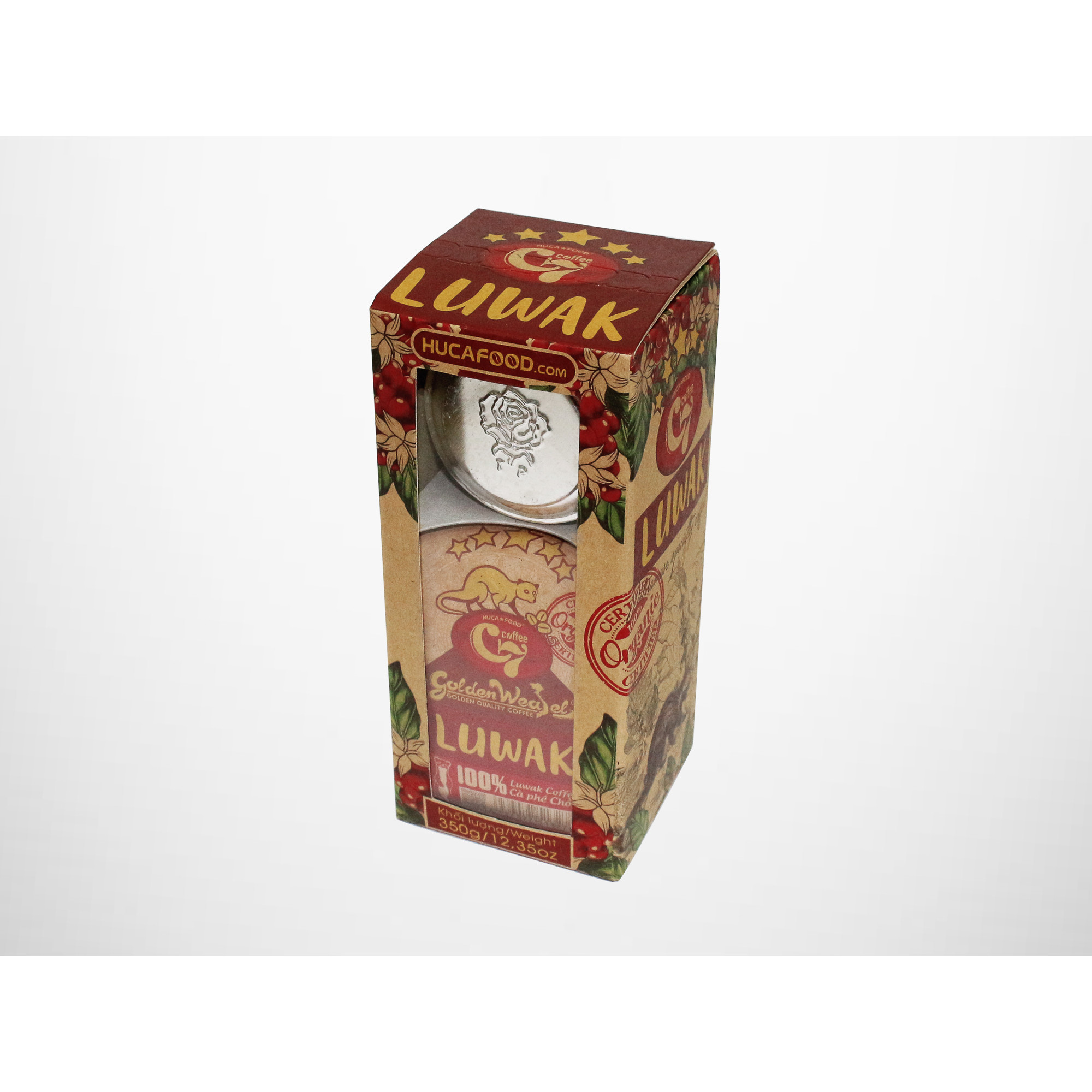 Cà Phê Bột Luwak Nguyên Chất 100% Con Chồn Vàng Hộp 350Gr - Huca Food