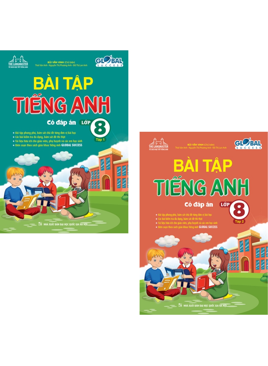 Combo The Langmaster - Bài Tập Tiếng Anh Lớp 8 - Tập 1 + 2  - Global Success  _MT