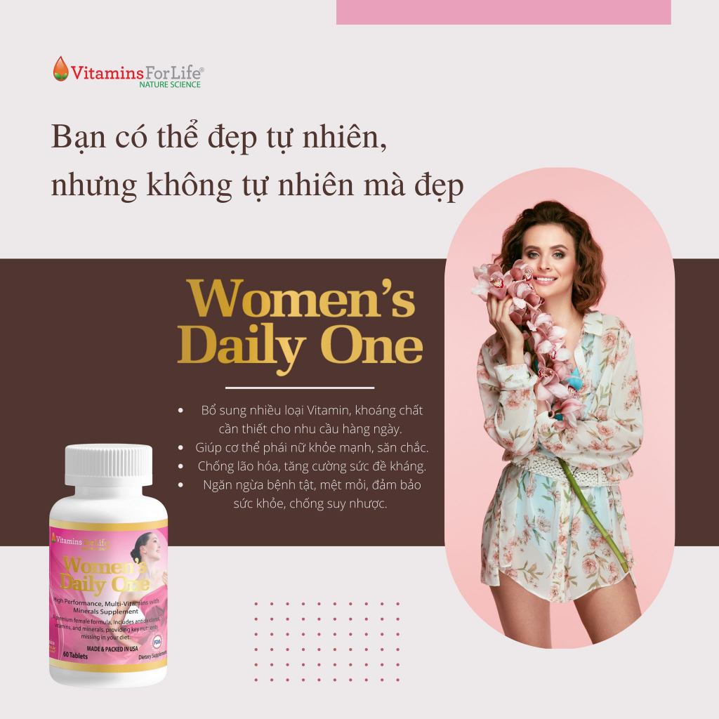 Vitamin Tổng Hợp Cho Nữ Women's Daily One Vitamins For Life Giúp Duy Trì Sự Trẻ Khỏe (Hộp 60 Viên)