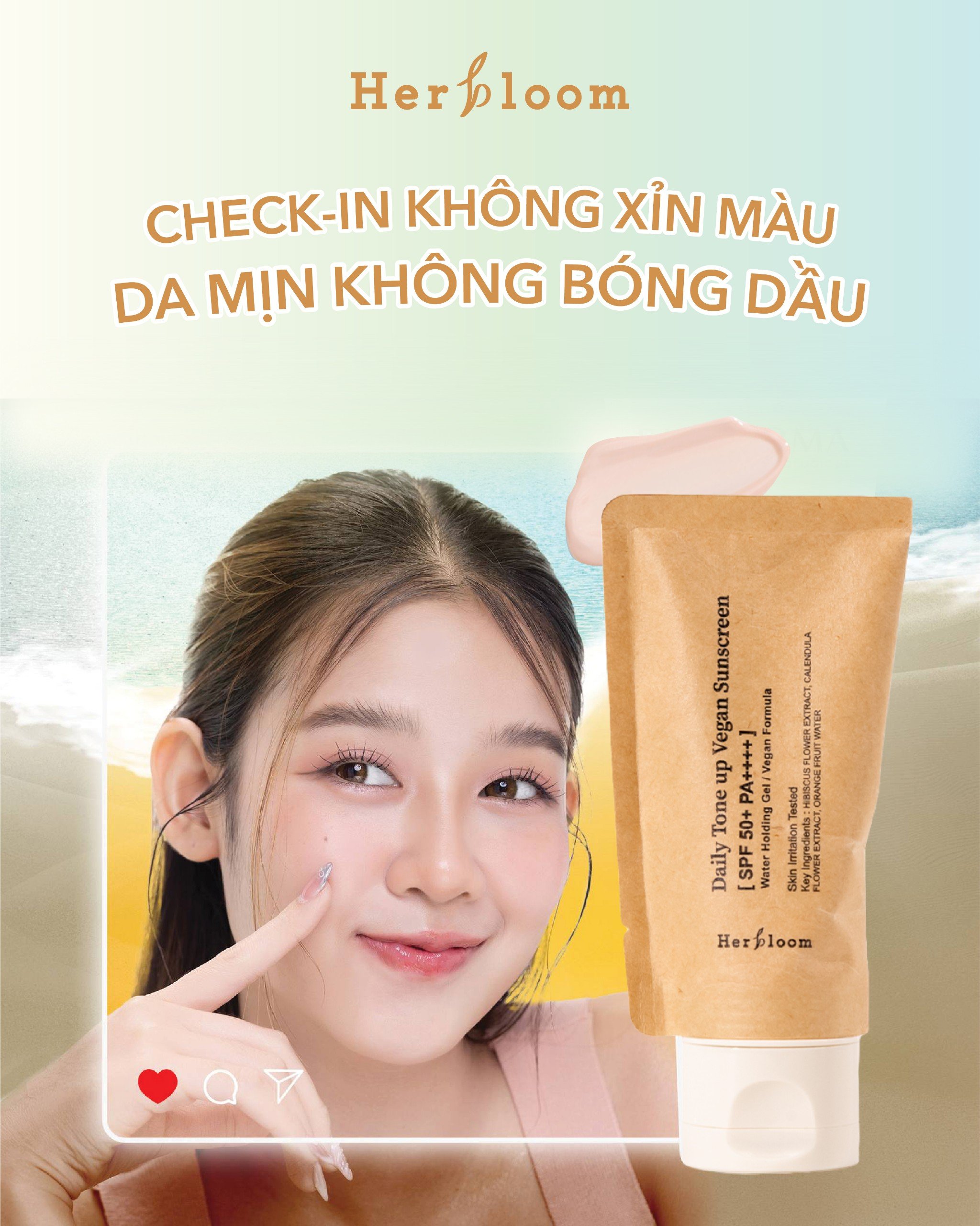 Kem Chống Nắng Herbloom Thuần Chay Daily Toneup/ Calming Days Vegan Sunscreen SPF 50+ / PA ++++ 50ML