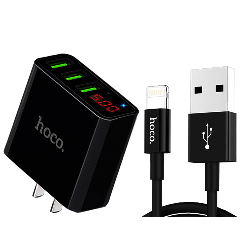 Bộ Sạc Nhanh Cốc 3.0A Và Cáp Sạc Charging Data Cho Apple Lightning HOCO - Hàng chính hãng